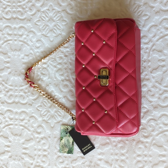 Badgley Mischka Bags Nwt Badgley Mischka Red Vegan Leather Studded